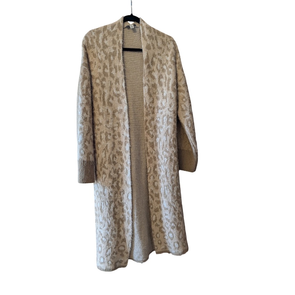 TopShop Women Leopard Print Duster Cardigan Size XS Tan Beige